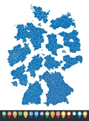 Map states of Germany with borders