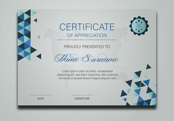 Certificate light and blue colors