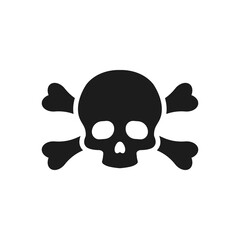 Skull with crossed bones. Vector illustration on withe background.
