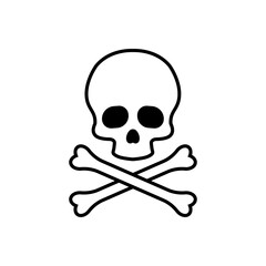 Skull with bone. Vector illustration on withe background.