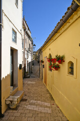 A narrow street between the old houses of Sant'Agata di Puglia, a medieval village in southern Italy.