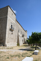 Fototapeta na wymiar SAnt'Angelo di Puglia, Italy, July 3, 2021. Facade of a 16th century medieval castle in a village in southern Italy.