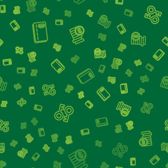 Set line Credit card with bitcoin, Cryptocurrency key and Bitcoin on seamless pattern. Vector