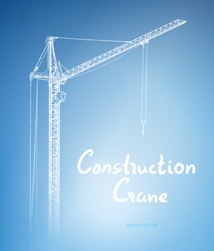 Tower construction cranes Hand drawn vector on white