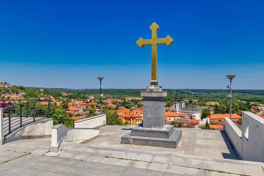 Cross on viewpoint above the city of Sremski Karlovci