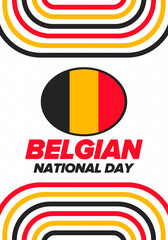 Belgian National Day. Belgium Independence day. Annual holiday in Belgium, celebrated in Jule 21. Patriotic design. Poster, greeting card, banner and background. Vector illustration