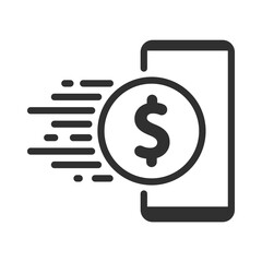 Mobile phone icon with coins. Replenishment of mobile communication. Vector illustration.