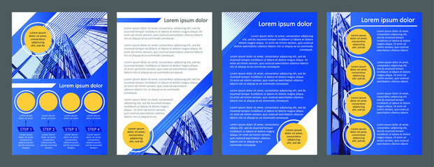 brochure template, four pages, blue