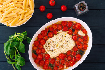 Healthy vegetarian italian feta pasta