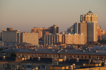 city skyline at dusk