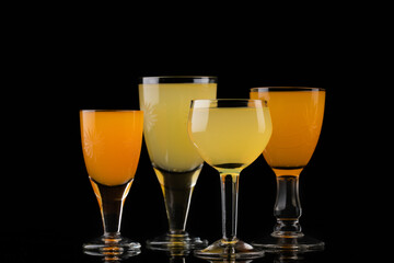 Liquor in wine glass at studio