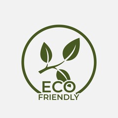 eco friendly round icon. natural and environment symbol. plant sprout in circle