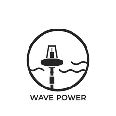 wave power round logo. eco friendly power industry. alternative, sustainable and renewable energy symbol