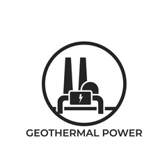 geothermal power plant logo. eco friendly industry, sustainable, renewable and alternative energy. vector round image