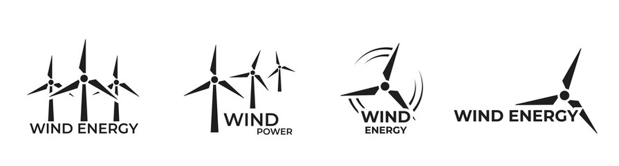 wind energy logo icon set. eco friendly, sustainable, renewable and alternative energy symbols
