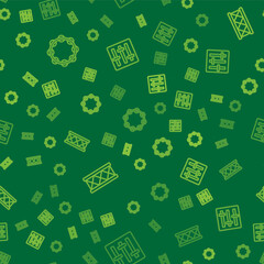 Set line Tambourine, Drum and Sound mixer controller on seamless pattern. Vector