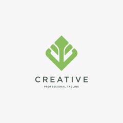 Fototapeta premium Bio logo, environmental sign. Smart and clever line tree logos. Business eco clean logotype