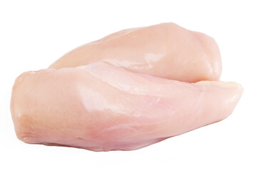 Fresh raw chicken breast fillet isolated on white background, clipping path