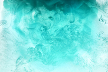Fototapeta na wymiar Abstract blue-green ocean, paint in water background. swirl of splashes and waves in motion. Fluid art wallpaper, liquid vibrant colors