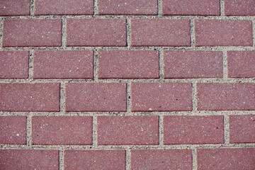 Obraz premium The sidewalk is made of red cobblestones.