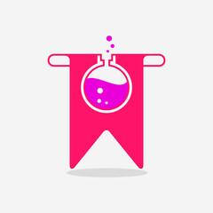 bookmark lab logo concept. combination, unique, modern, flat, elegant and simple logotype. pink and purple. suitable for logo, icon , symbol and sign. such as lab, laboratory or science logo