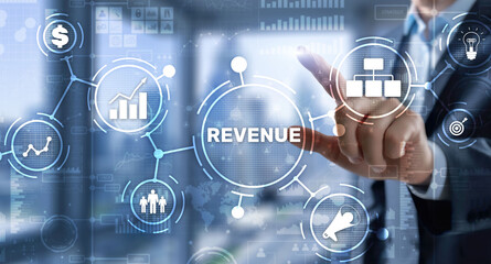 Revenue. Raising income concept. The businessman plans to increase his revenue