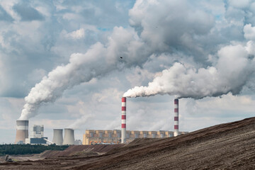 Fototapeta na wymiar Belchatow Heat Power Plant, the bigest open pit mine and lignite power plant in Poland