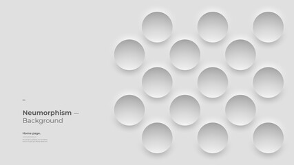 Abstract Background, Homepage, Landing page, Wallpaper Designs. Monochrome illustration. 3d geometric shapes. Decorative neumorphism backdrop.