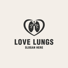 Love lungs logo template on monogram style