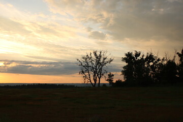 Fototapeta na wymiar Sunset over farmland in Poland.