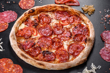 Pepperoni pizza with pizza sauce, mozzarella cheese and pepperoni