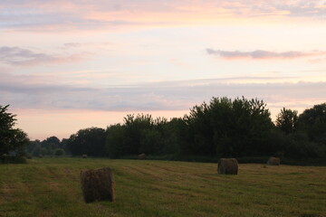 Sunset over farmland in Poland.