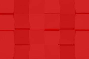 Czerwone kwadraty, 3d, abstrakt na czerwonym tle