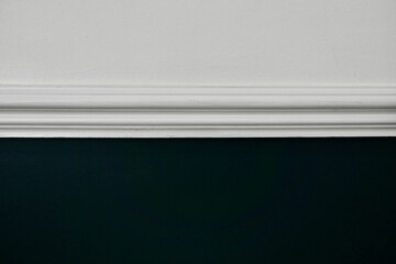 Victorian design feature - dado rail painted white on white and teal wall - obrazy, fototapety, plakaty