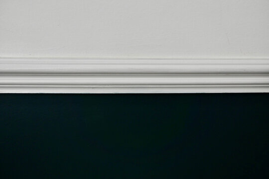 Victorian design feature - dado rail painted white on white and teal wall