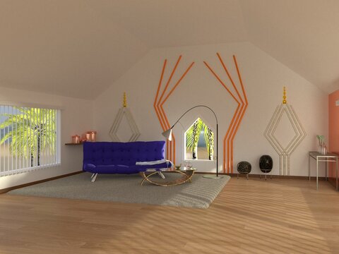 Livingroom interior with walldecoration