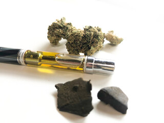 Different forms of marijuana, like resin, hash and weed, or grass