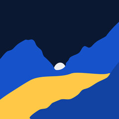 Vector abstract minimalistic landscape. Template for polygraphy, web-design, prints