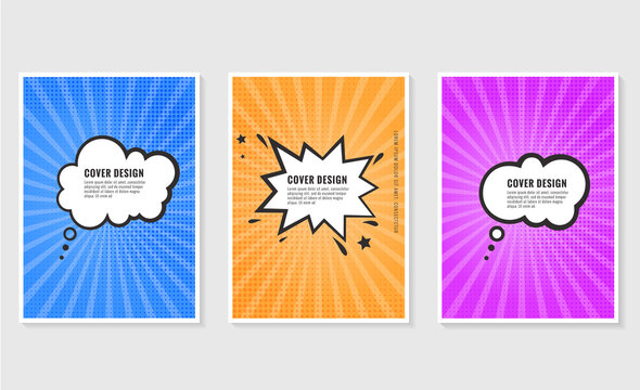 Pow, colorful speech bubble and explosions in pop art style. Elements of design comic books.Vector illustration