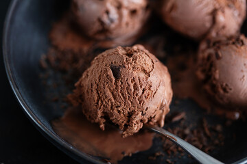 Dark chocolate ice cream with chocolate chunks