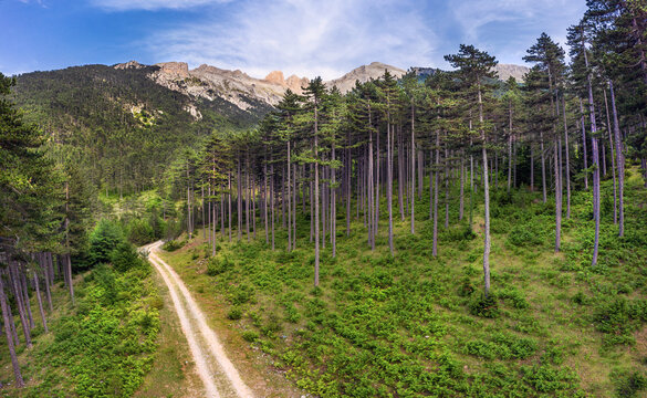 Panoramic photo of Mount Olympus, Pieria, Greece