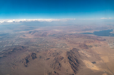 Fototapeta na wymiar Aerial View of Las Vegas Valley with Lake Meade in the Picture