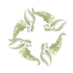 
Flowers fern forest plants leaves watercolor illustration hand drawn. Sketch print textile set decoration bouquet vegetation