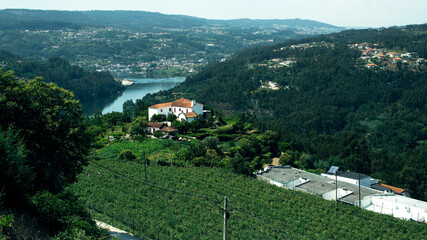 Fototapeta na wymiar View point with a view of the Douro river in the Aveiro District, Portugal.
