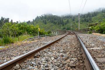 Train tracks at the old coach road, New Zealand