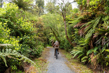 Fototapeta premium Mountain biking the Old Coach Road, New Zealand