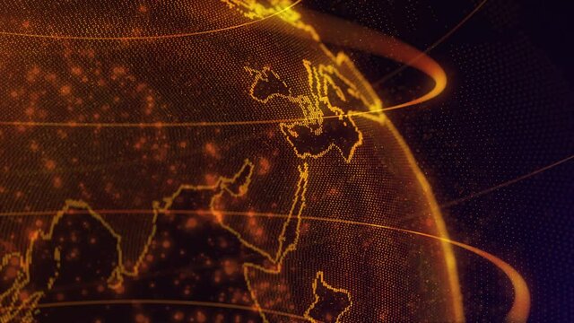 Seamless 3D Earth globe rotating motion background. Futuristic communication