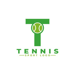 Letter T with Tennis Logo Design. Vector Design Template Elements for Sport Team or Corporate Identity.