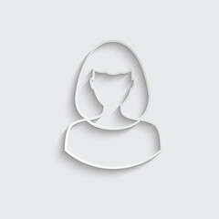 paper avatar icon woman. female profile.  woman avatar. black vector symbol 