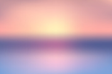 Soft blue and pink color vector abstract background for web design, poster, banner. Horizon with ocean, beach, sky, sun shine and flares. Wallpaper of sunset. Template for summer sale poster EPS10